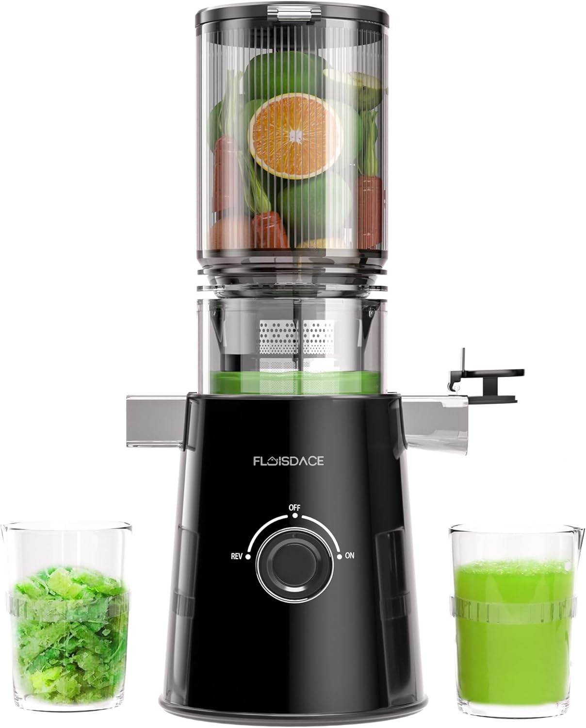 Cold Press Juicer Slow Masticating Juicer Machines W/ 5" Feeding Chute Fit Whole