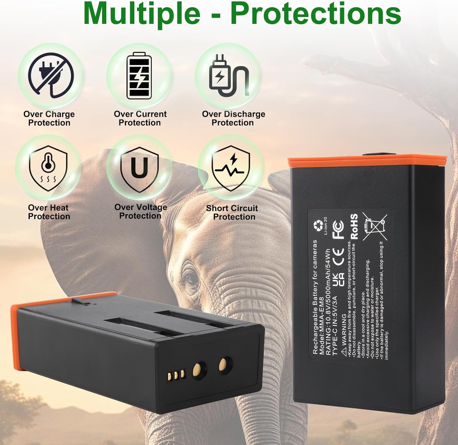 4Pack 5000mAh Battery for Moultrie Cellular Trail Cameras Edge 2/Edge/Edge 2 Pro