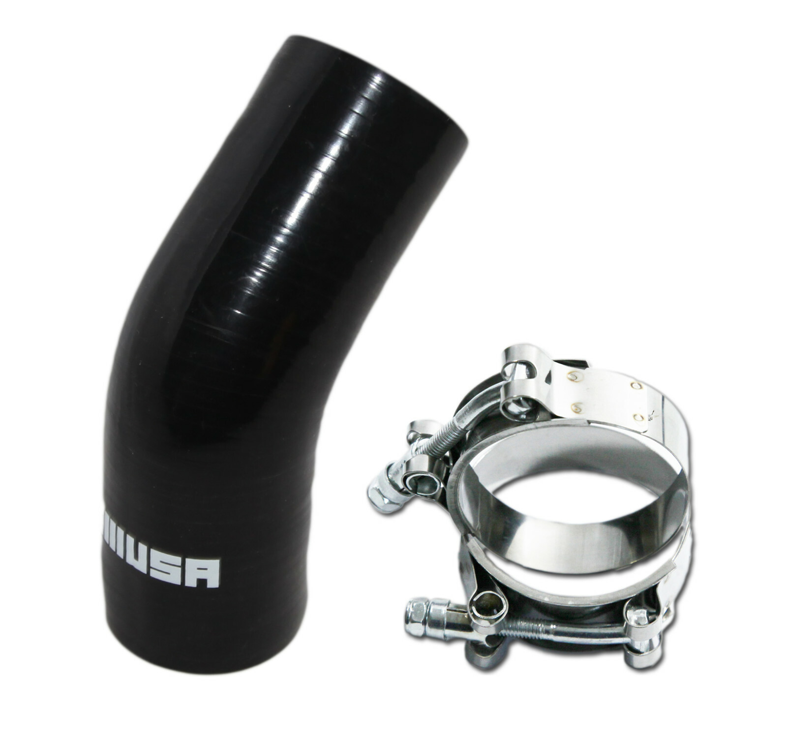 10SET Universal BLACK 4PLY 1x45 Degree 2.5"ID Silicone+2xStainles Steel T-clamp