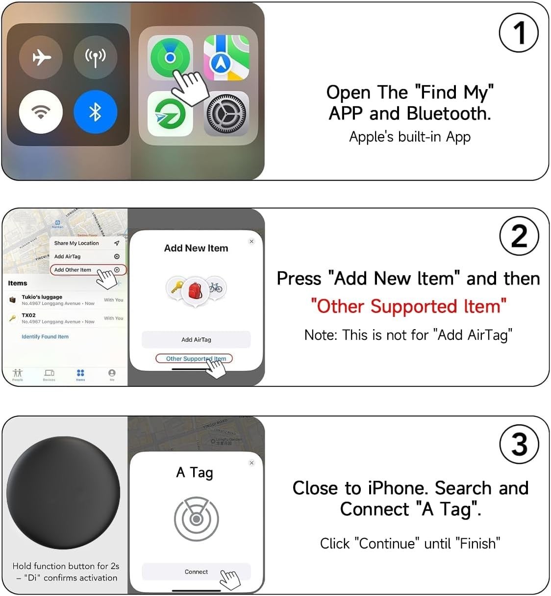2026 Apple MFi Certified AirTags 4-Pack - Bluetooth Item Locators
