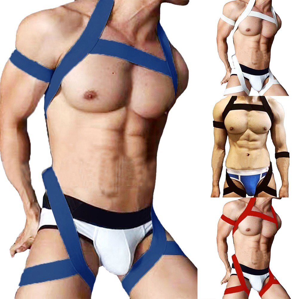Sexy Men Stretch Band Belt Chest Waist Body Straps Harness Gay Clubwear Bodysuit