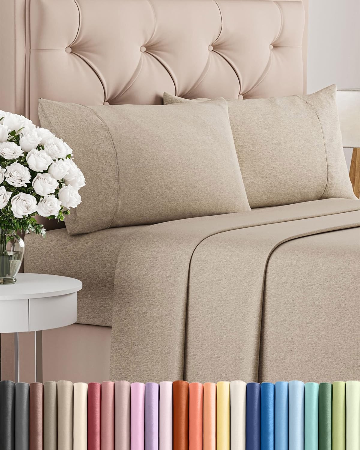 King Size 4 Piece Sheet Set - Comfy Breathable  Cooling Bed Sheets Set - Hote...