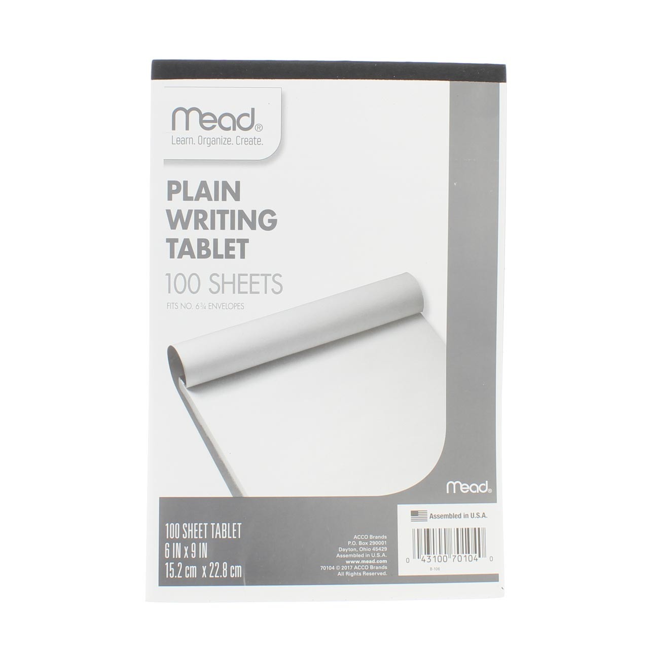 4 Pack Mead Writing Tablet, 6in X 9in, 100 Sheets, Plain