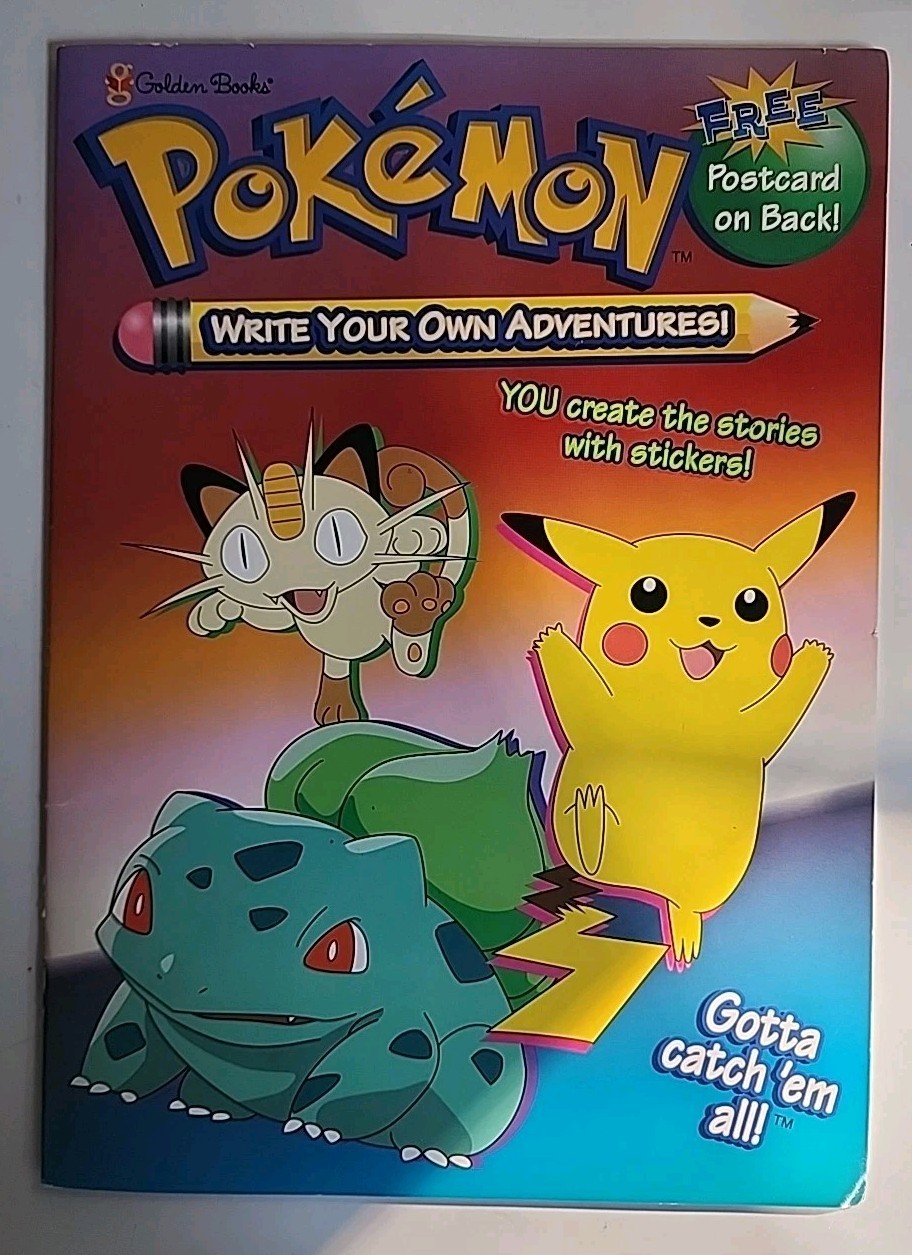 Vintage 1999 POKEMON Write Your Own  Adventures With STICKERS COLORING BOOK