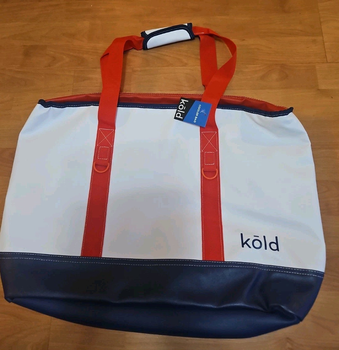 Kold Cooler Bag Insulated Padded Zipper  Large Shopper Red White Blue New