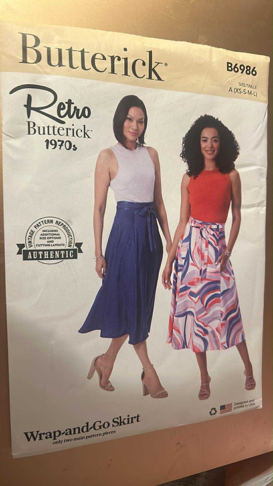 Butterick Retro Pattern B6986 Wrap-and-Go Skirt Sizes XS-L UNCUT