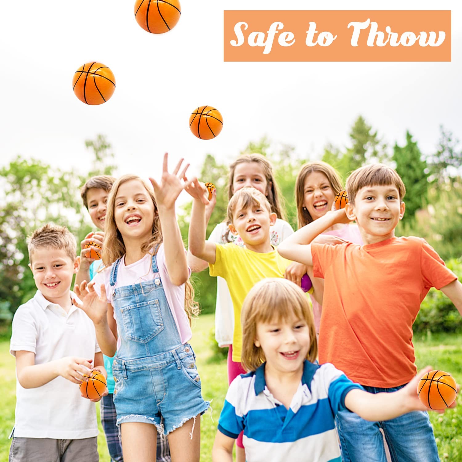 24 Pack 2.5 Inch Basketball Stress Ball,Mini Foam Squeeze Sports Balls for Sp...