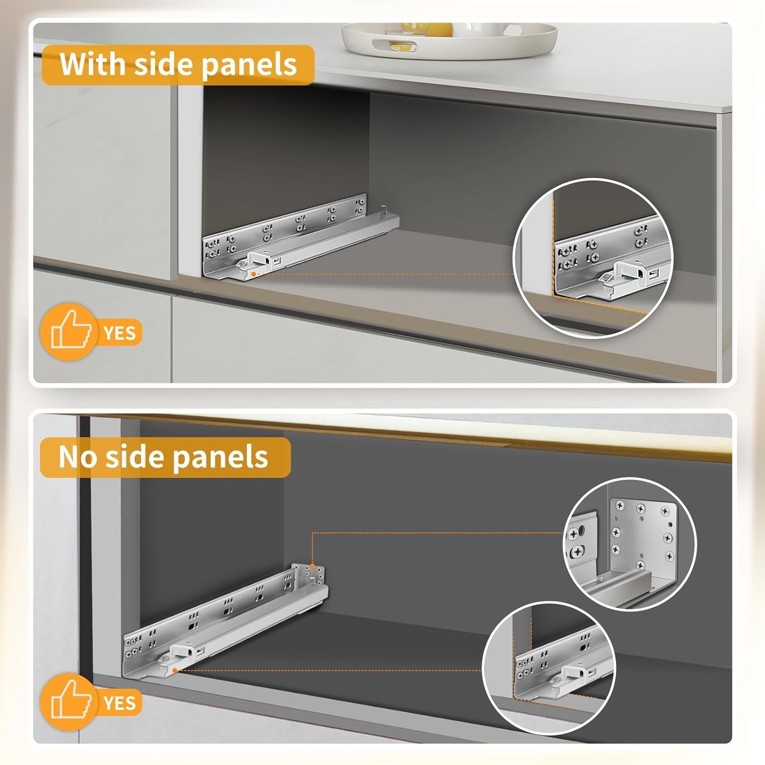 Undermount Drawer Slides Soft Close 21 inch For 1/2-5/8" Side Panel - NEW!