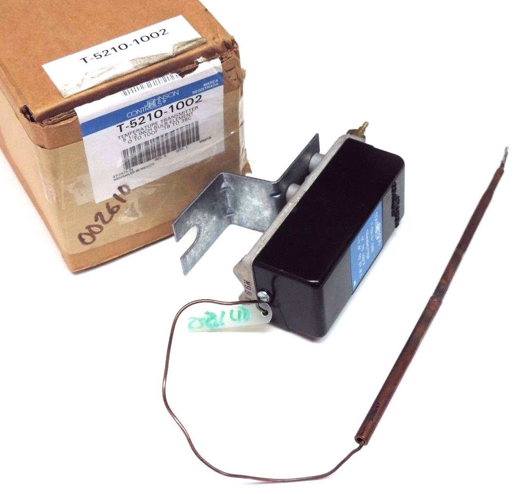 NIB JOHNSON CONTROLS T-5210-1002 TEMPERATURE TRANSMITTER 0-100 DEG F 5-1/2" BULB