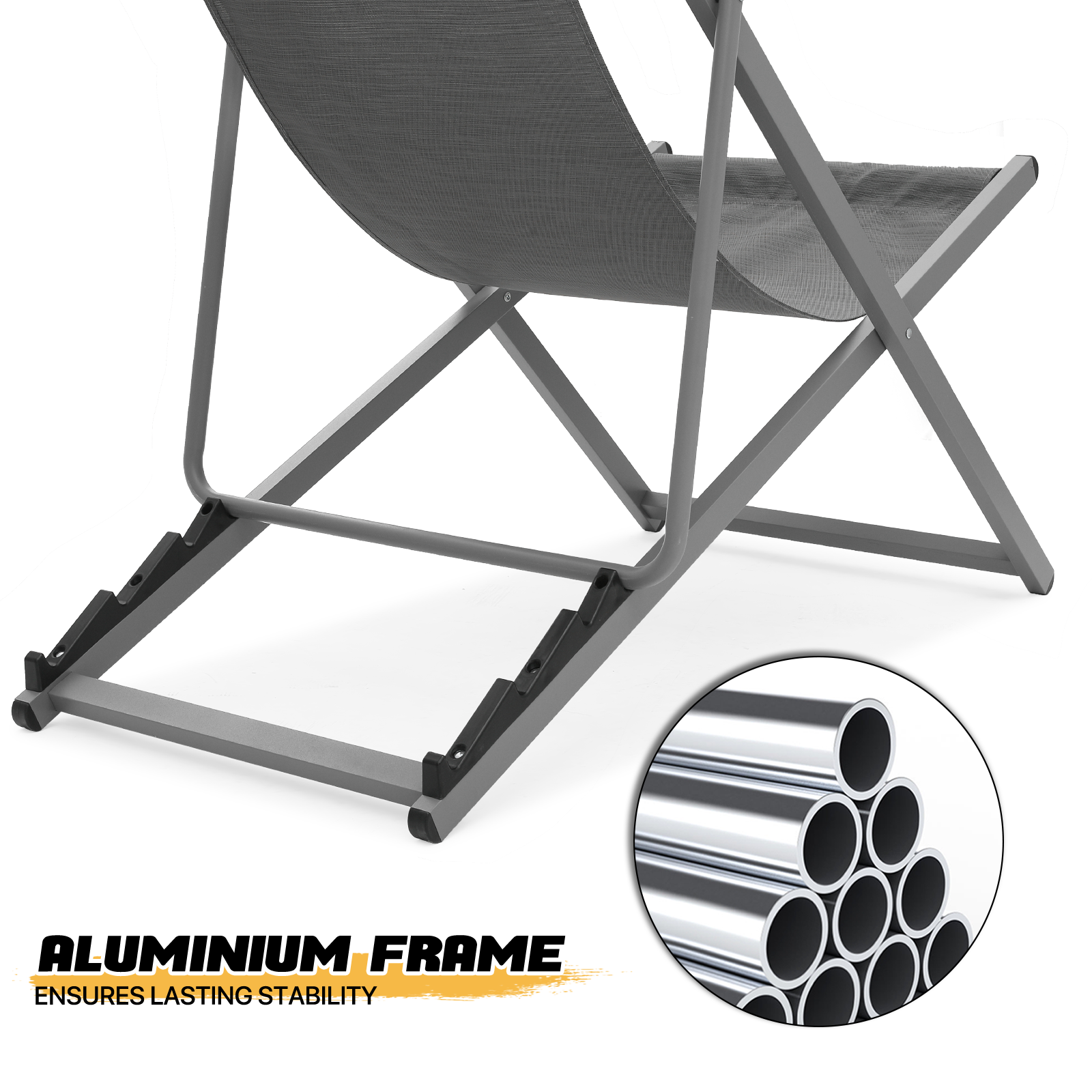 2 Pack Foldable Beach Sling Chair Set Adjustable Backrest Reclinable Lounge Seat