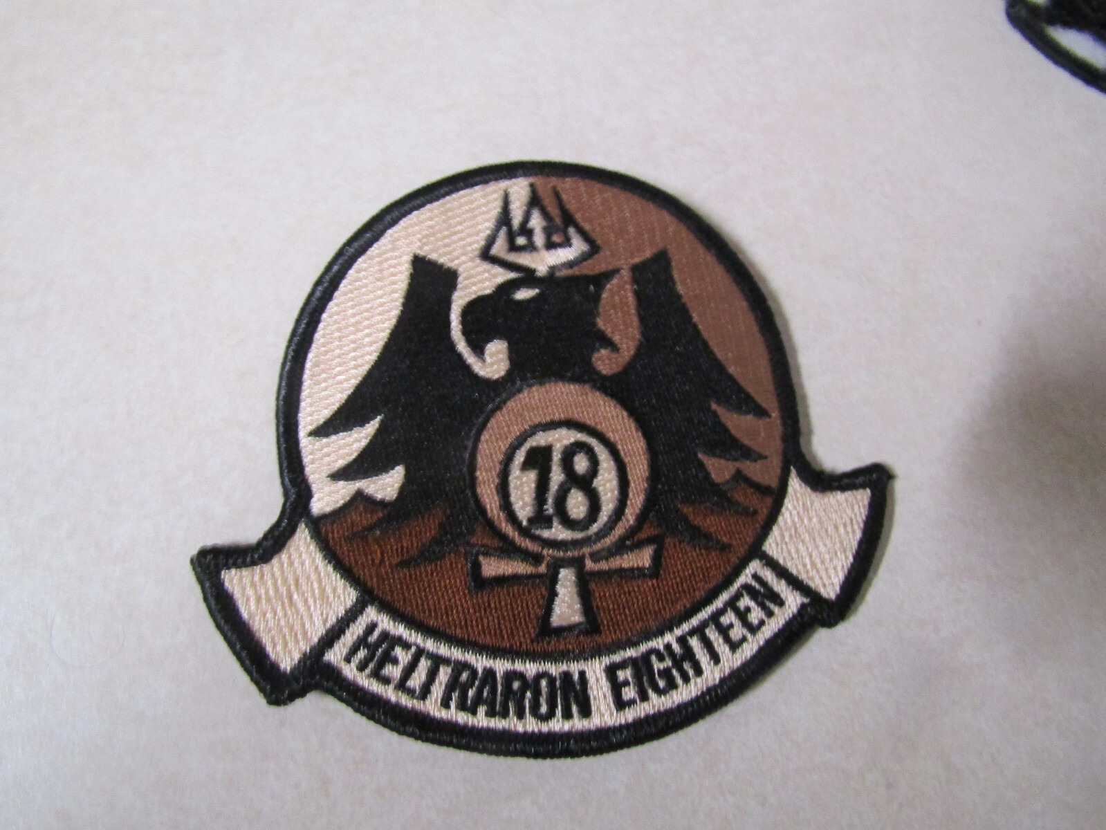 MILITARY PATCH SEW ON HELTRARON EIGHTEEN 18 UNITED STATES NAVY TANISH COLOR