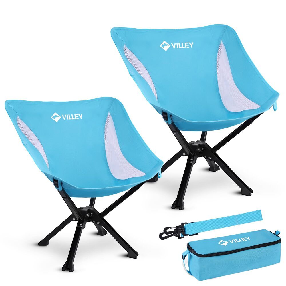 VILLEY 2-Pack Portable Folding Camping Chair No Assembly Quick Setup 330LBS Load