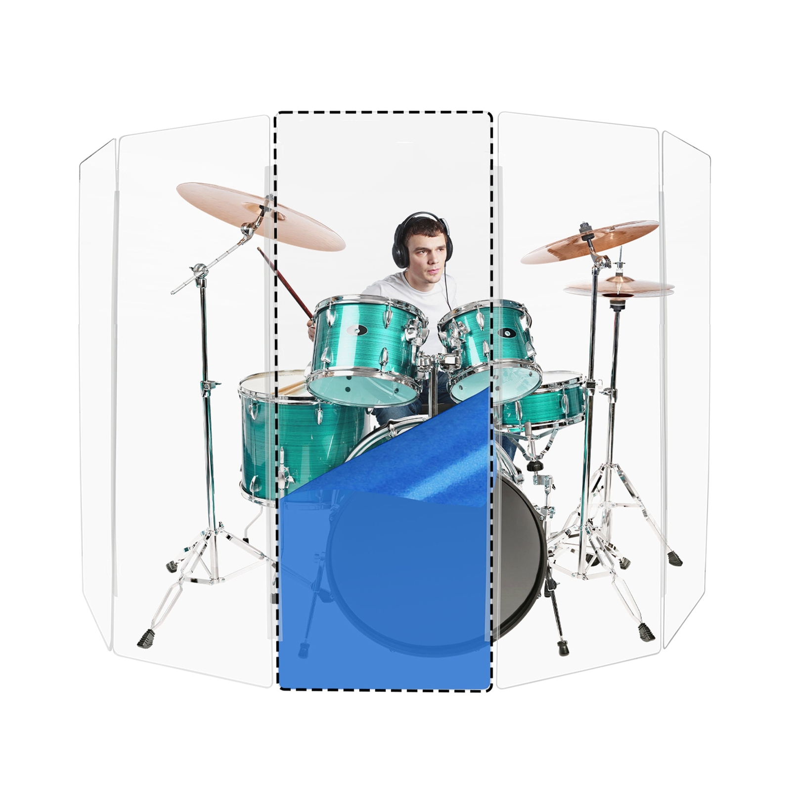 PENNZONI SIngle Panel Drum Shield Acrylic Panels w/ Plastic Hinges, Acrylic Drum