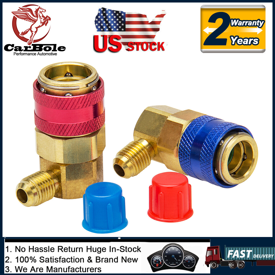A/C Manifold Gauge Conversion Kit High/Low Quick Adapter Fitting 90 Degree