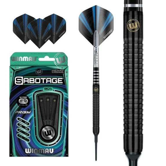 WINMAU SABOTAGE  SOFT TIP DARTS 20 GRAM 90% TUNGSTEN SHIPS FREE FREE FLIGHTS