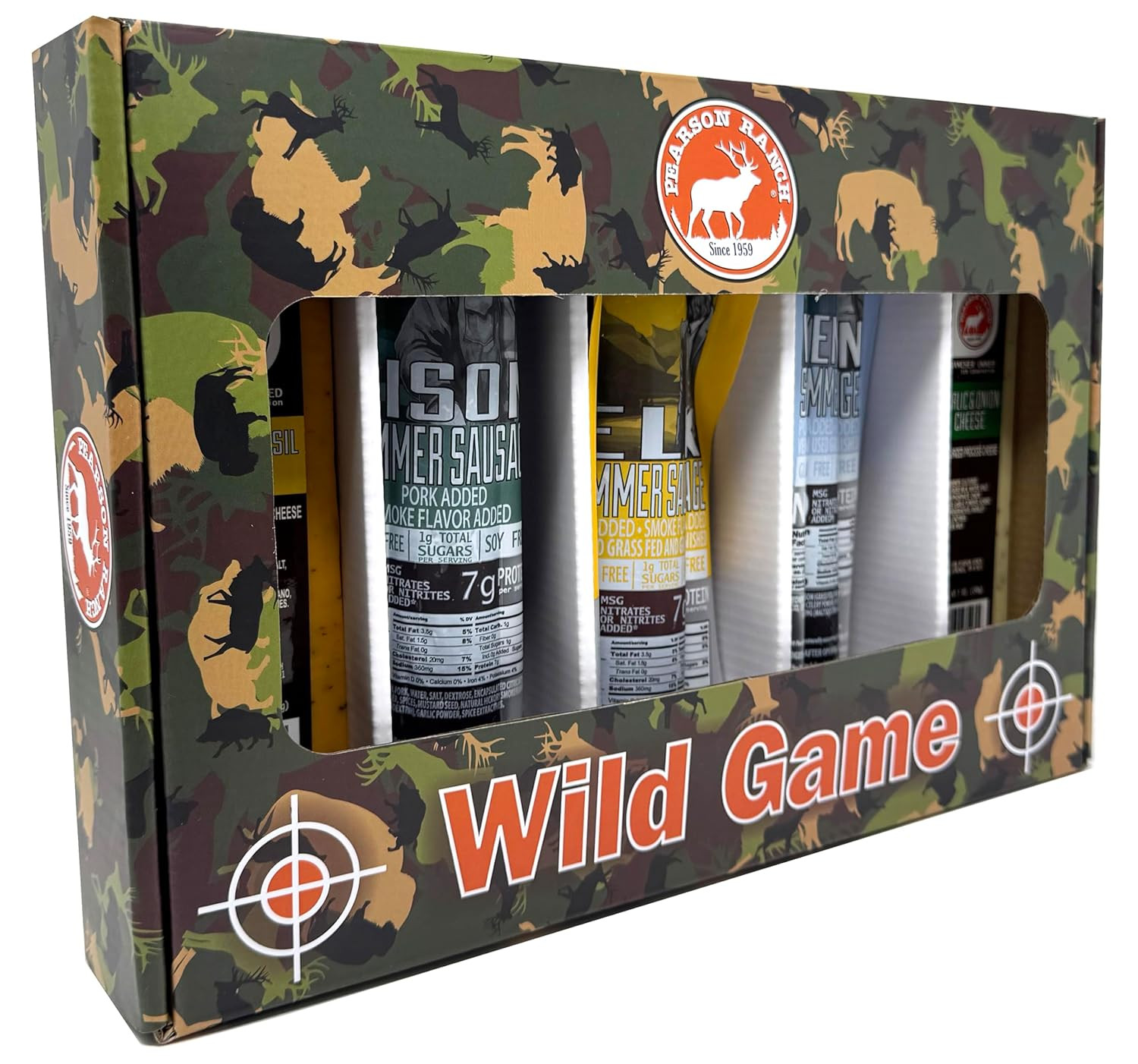 Pearson Ranch Exotic Meat Summer Sausage Gift Box with Cheese