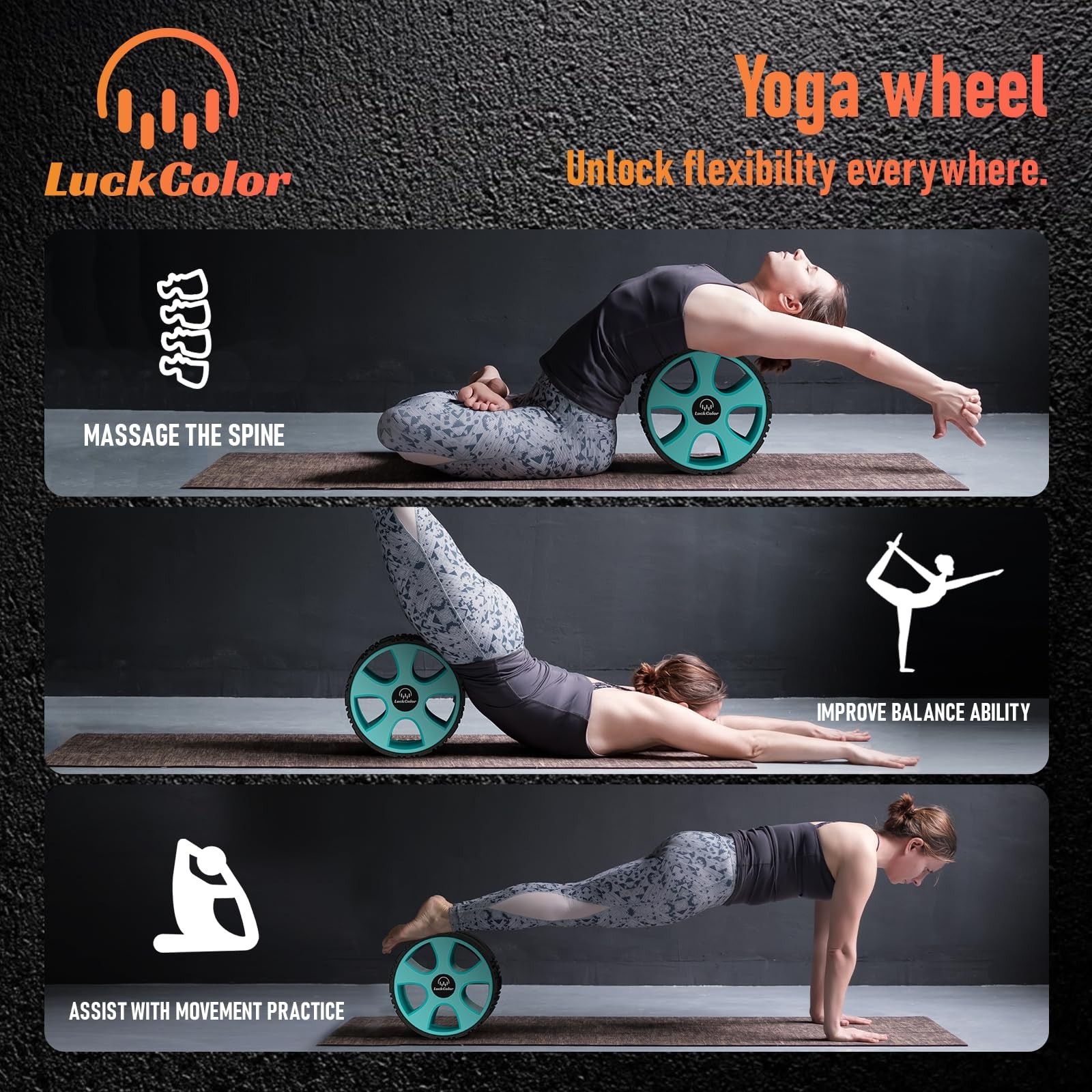 Back Roller, Back Wheel Targeted Back Pain Relief, Yoga Wheel Muscle Massage,...