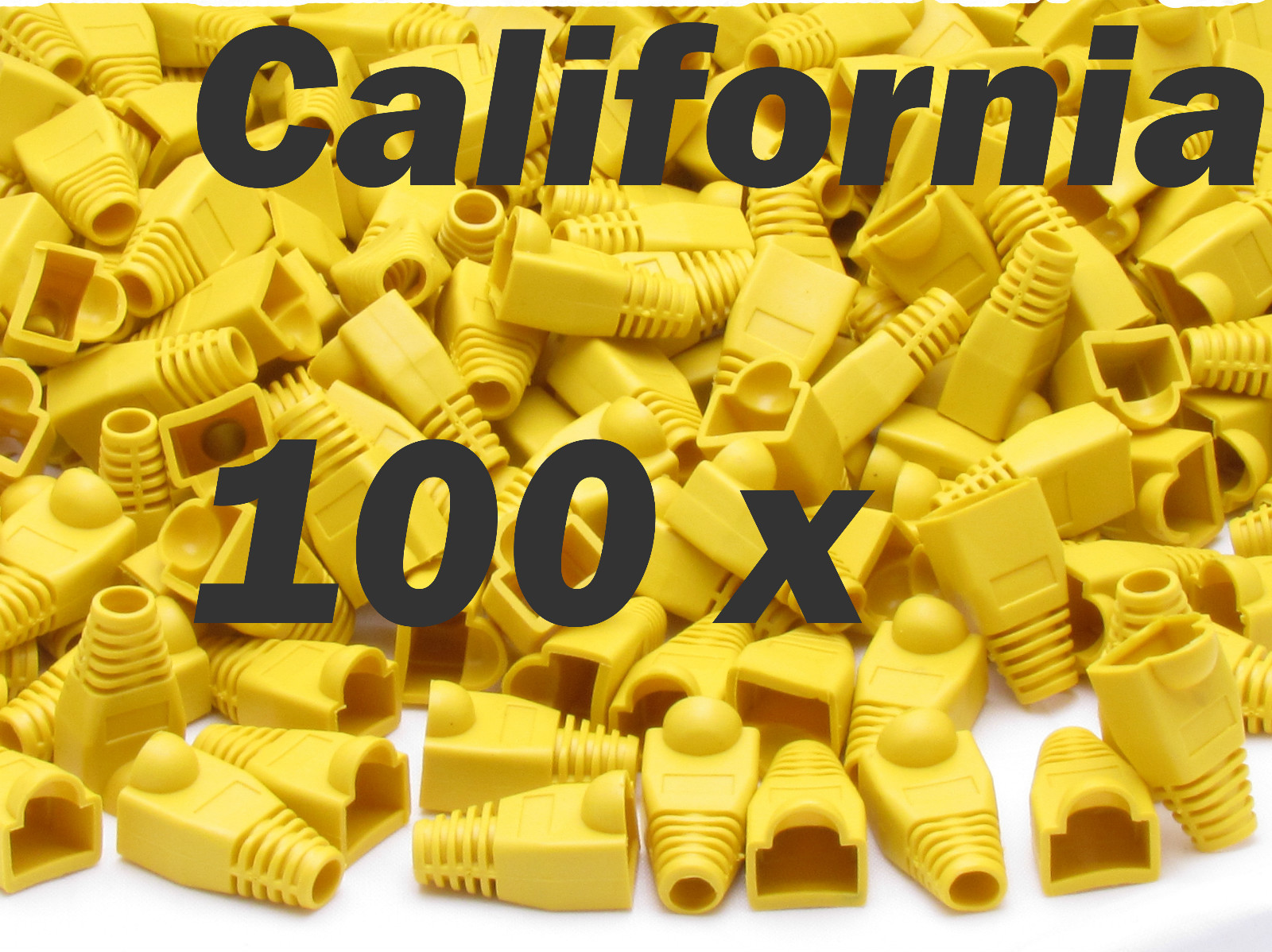 100 X RJ45 Connector Modular End Cap Boot Head CAT5 Plug CAT6 Cable CAT5E Yellow