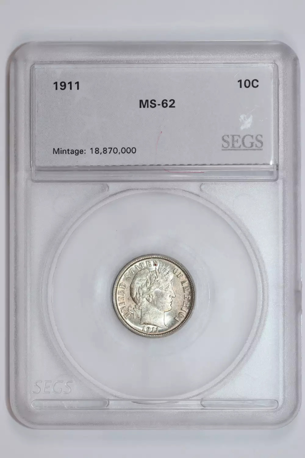 1911 BARBER DIME CHOICE UNCIRCUALTED