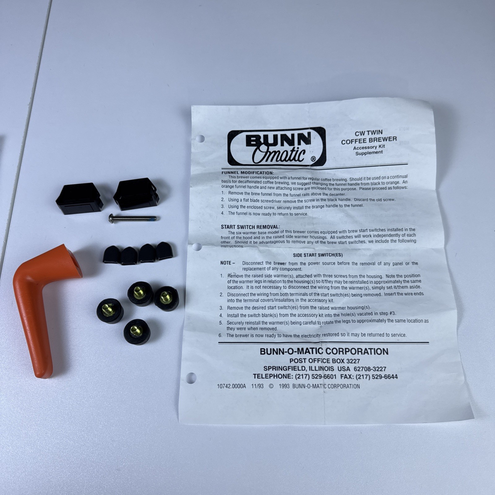 Bunn cw twin Coffee Brewer Accessory kit supplement 10742.0000A New