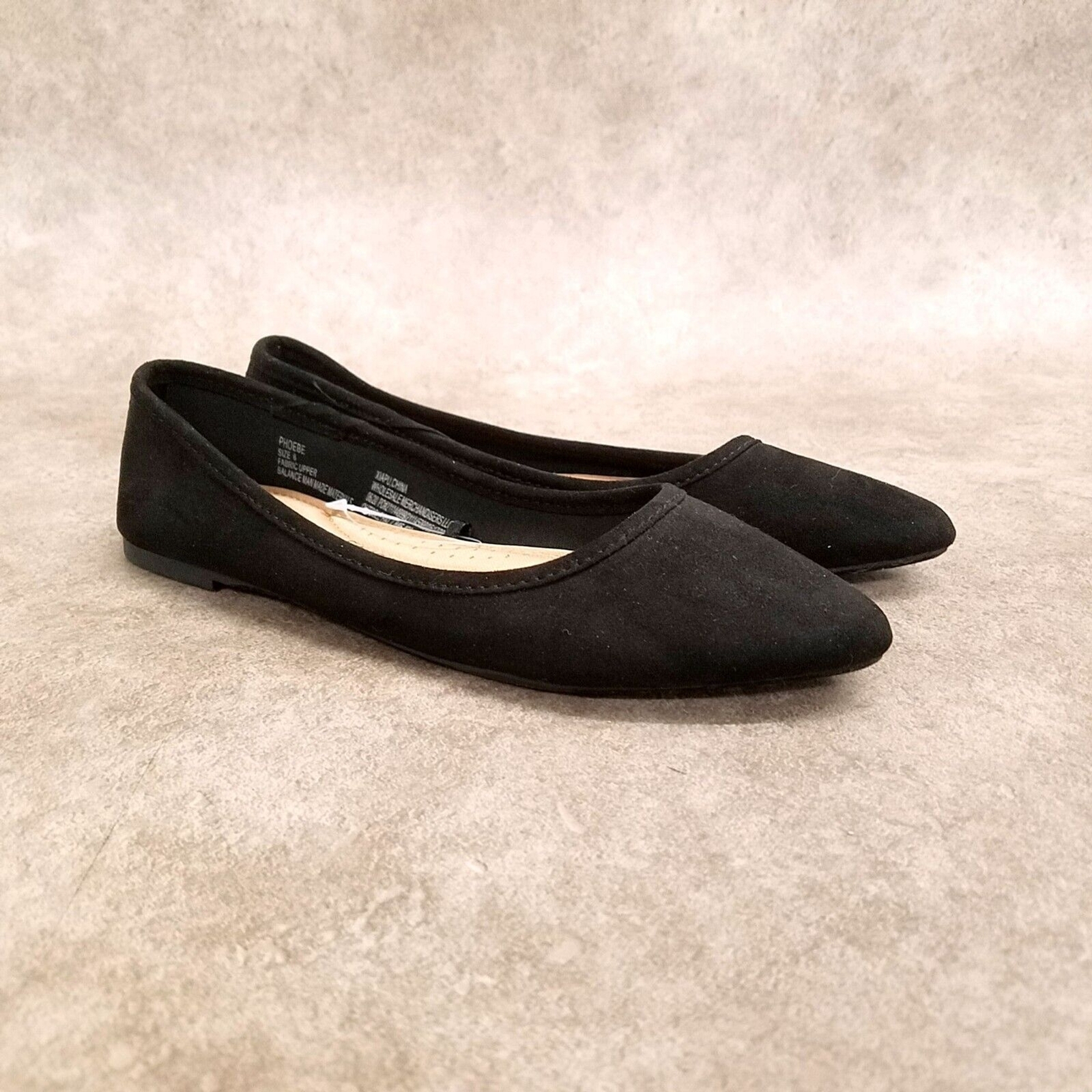Massini Womens Phoebe Size 6 Black  Fabric Slip On Pointed Flats
