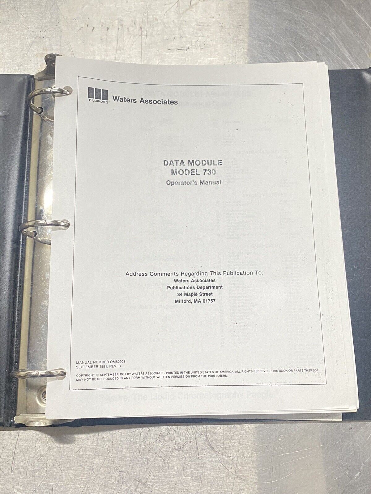 Waters Data Module 730 - Users Guide / Instructions Manual