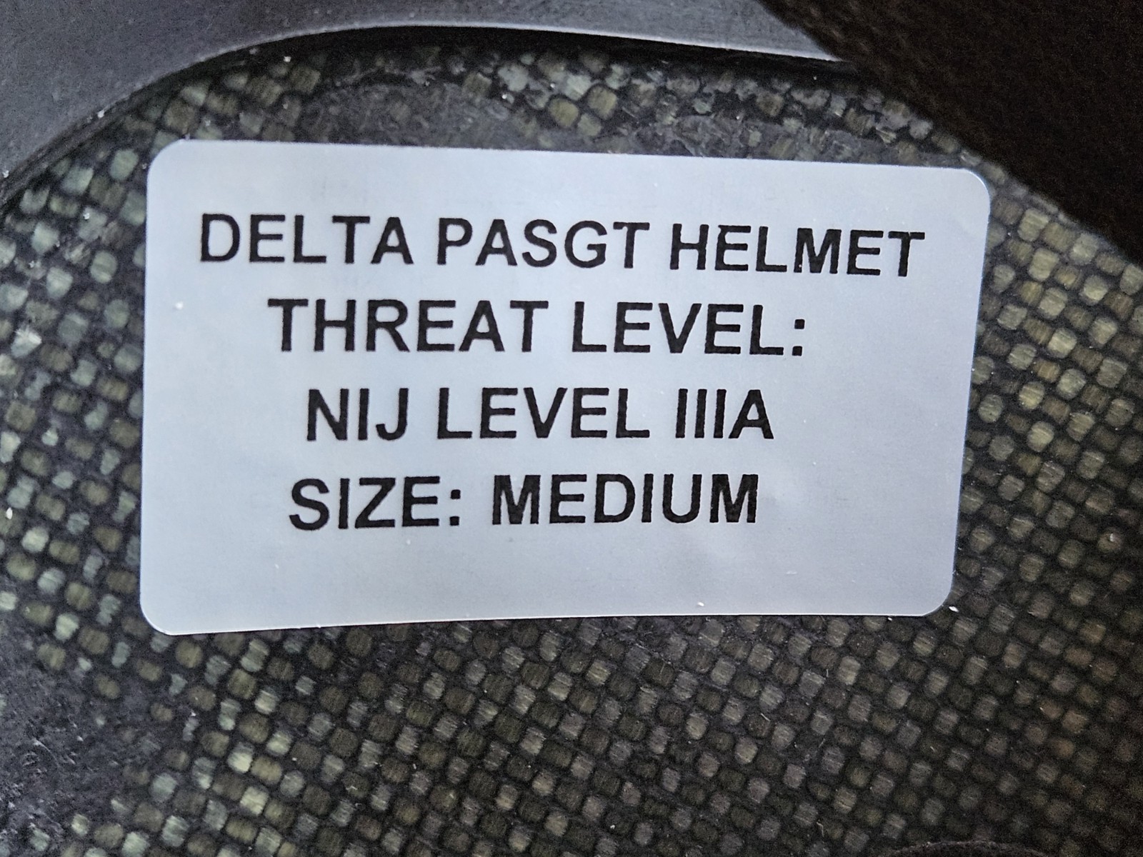 PASGT Helmet Medium Black NIJ Level IIIA