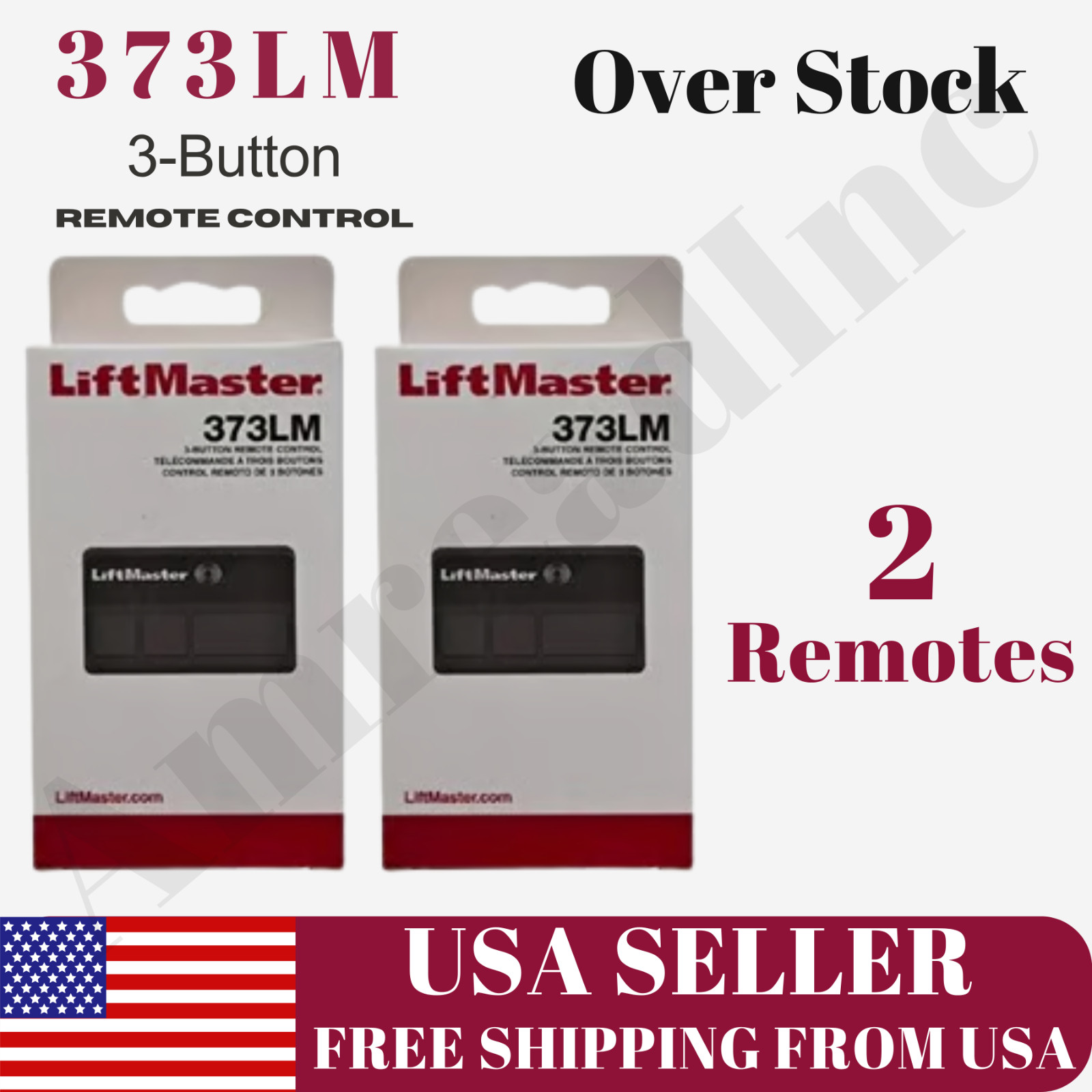 2 Pack LiftMaster 373LM Garage Door Remote Control 3 Button Security+ 315MHz