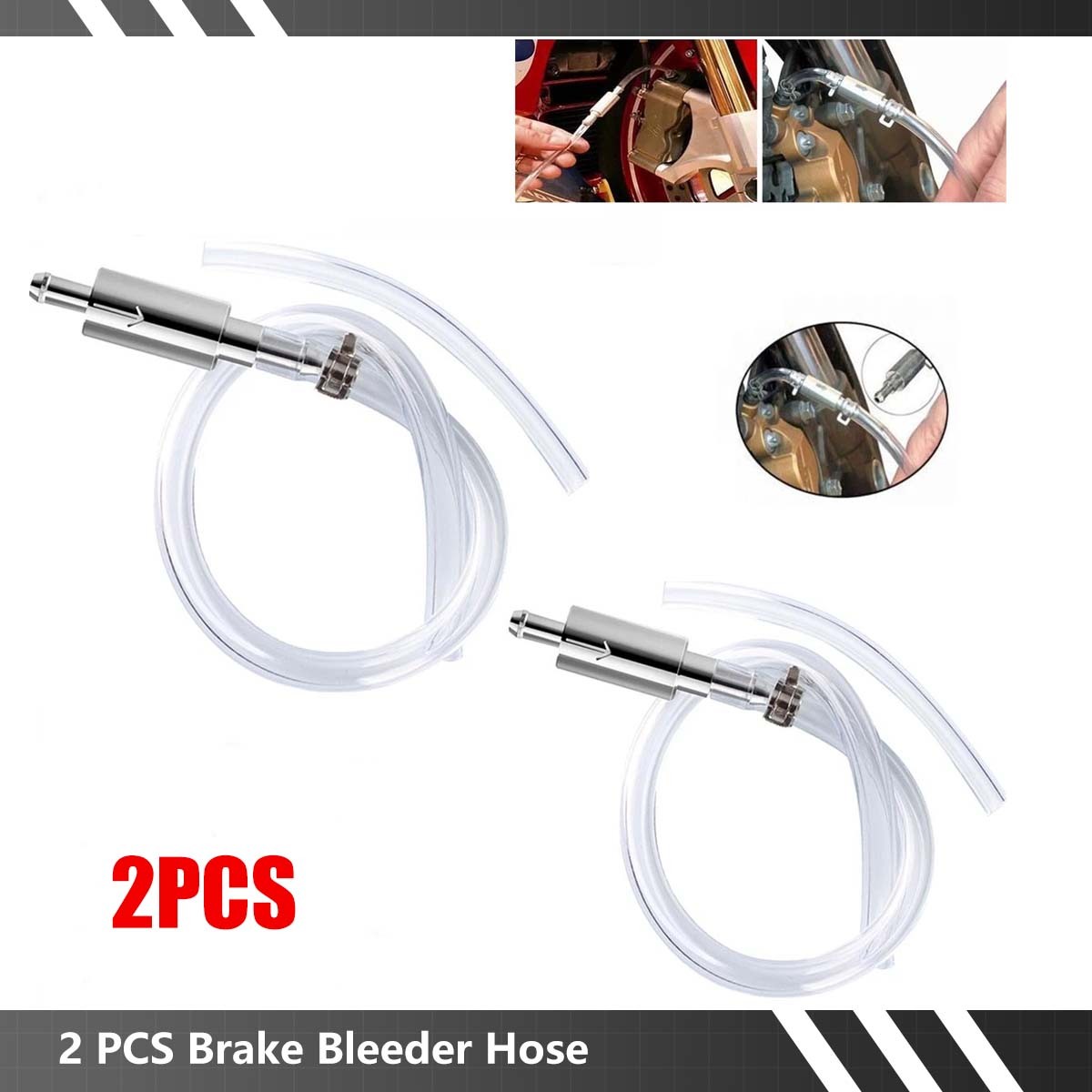 2x Car Motorcycle Clutch Brake Bleeder Hose One Way Valve Tube Bleeding Tool Set