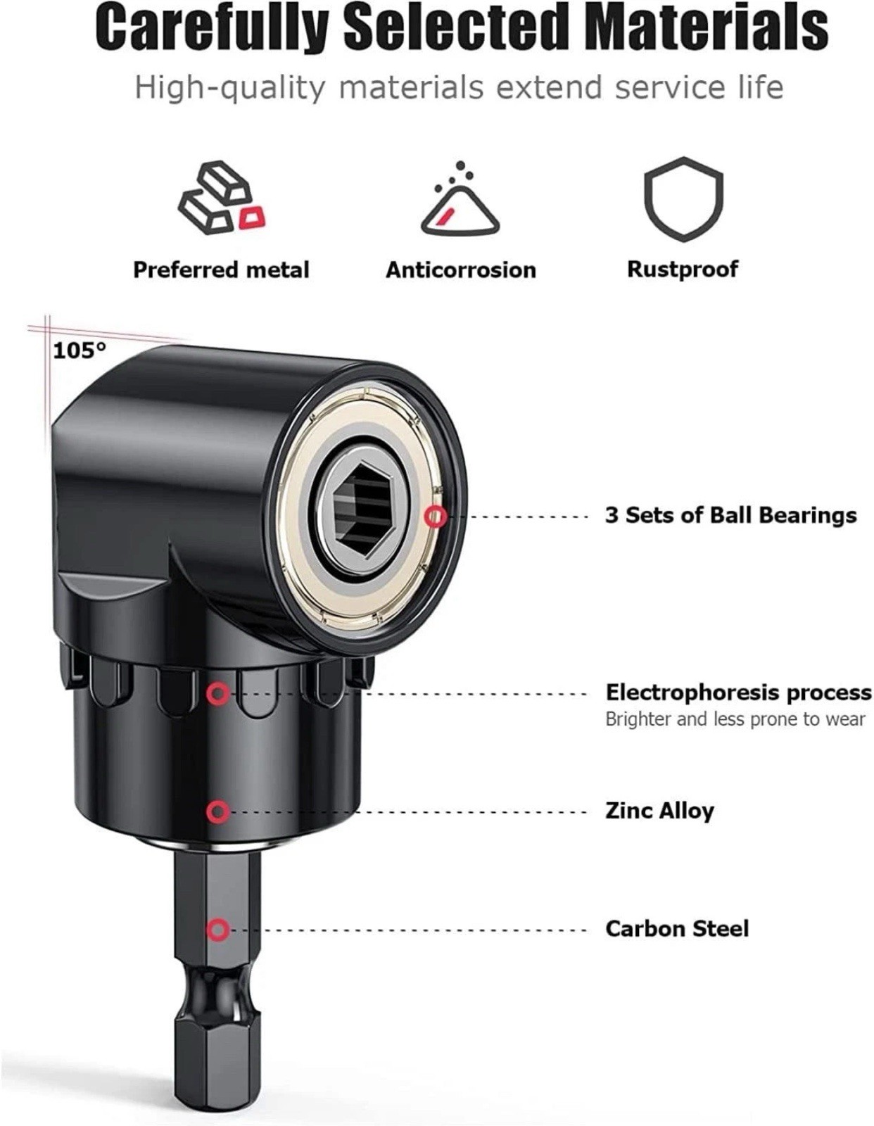105° Right Angle Drill Adapter Set - 4-in-1 Socket Extensions for Tight Spaces