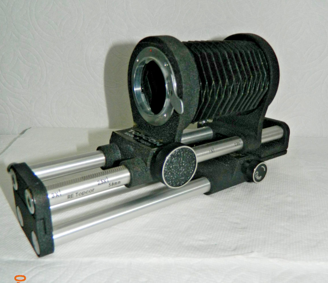 Nice Vintage Topcon RE Topcor Double Rail Bellows