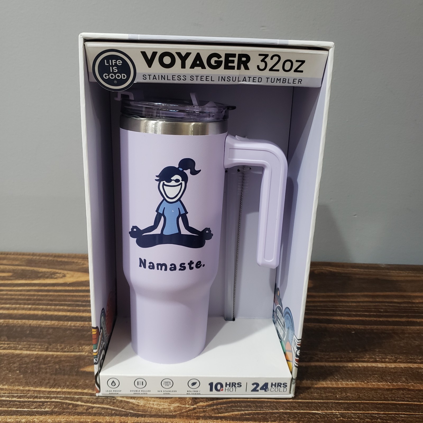 Life Is Good Voyager Tumbler Purple 32oz Namaste Insulated Stainless Steel New