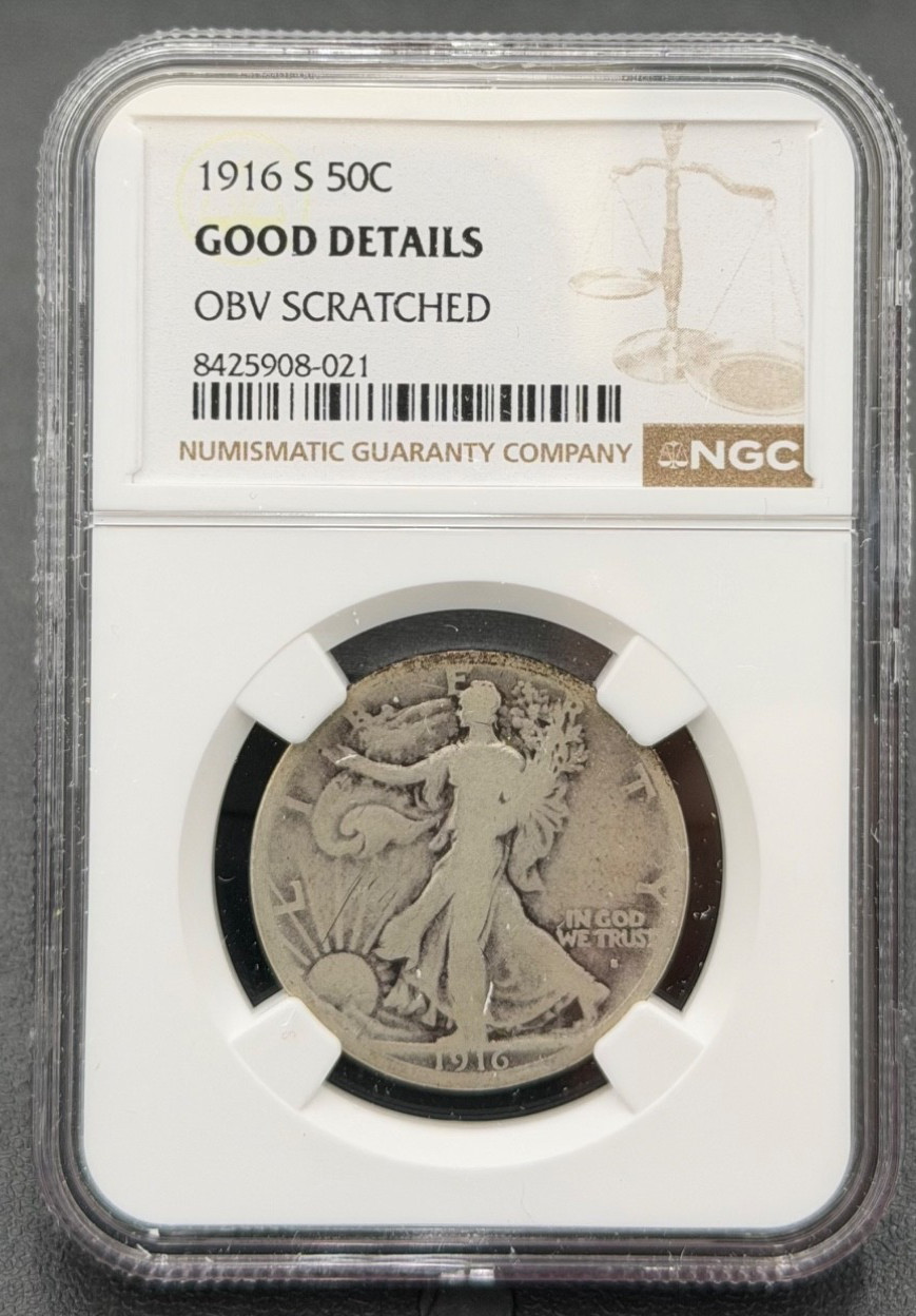 1916 S 50C Walking Liberty Half Dollar NGC Good, Low Mintage Key Date