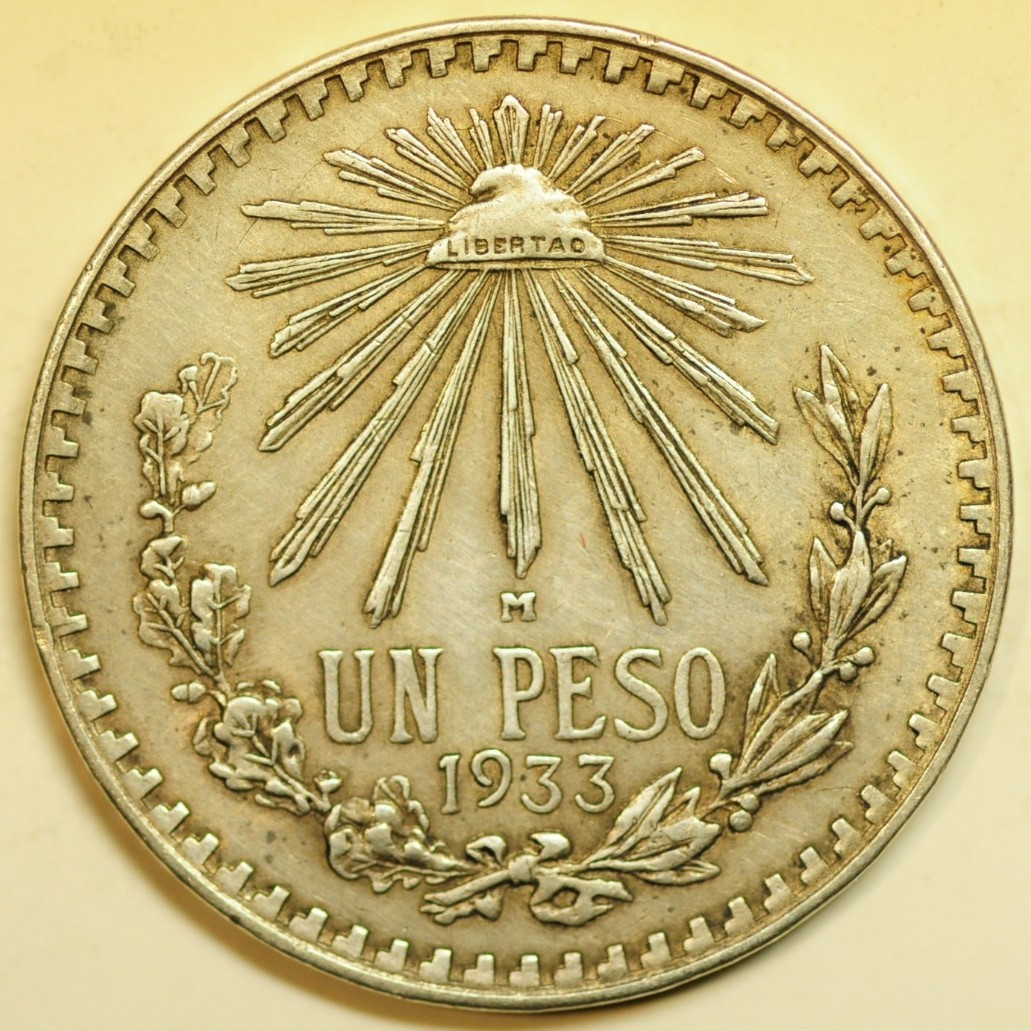 mw29935 Mexico Silver Peso 1933  KM#455