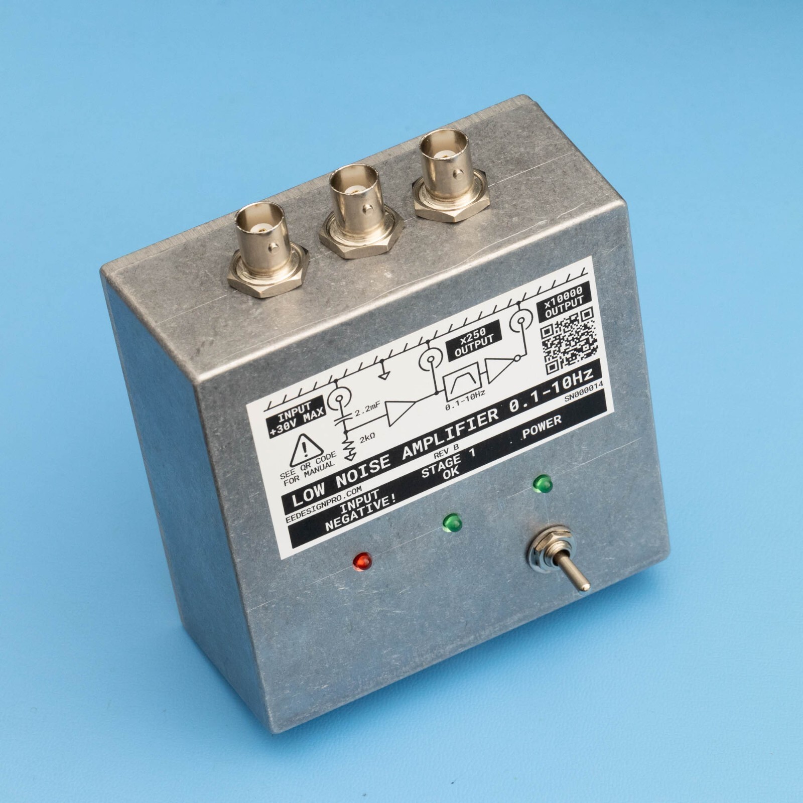Low Noise Low Frequency Amplifier for 0.1-10Hz Measurements, 10000 V/V gain