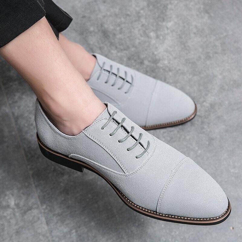 Retro Men's Round Toe Dress Lace Up Oxfords Business Suede Shoes Flat Heels New