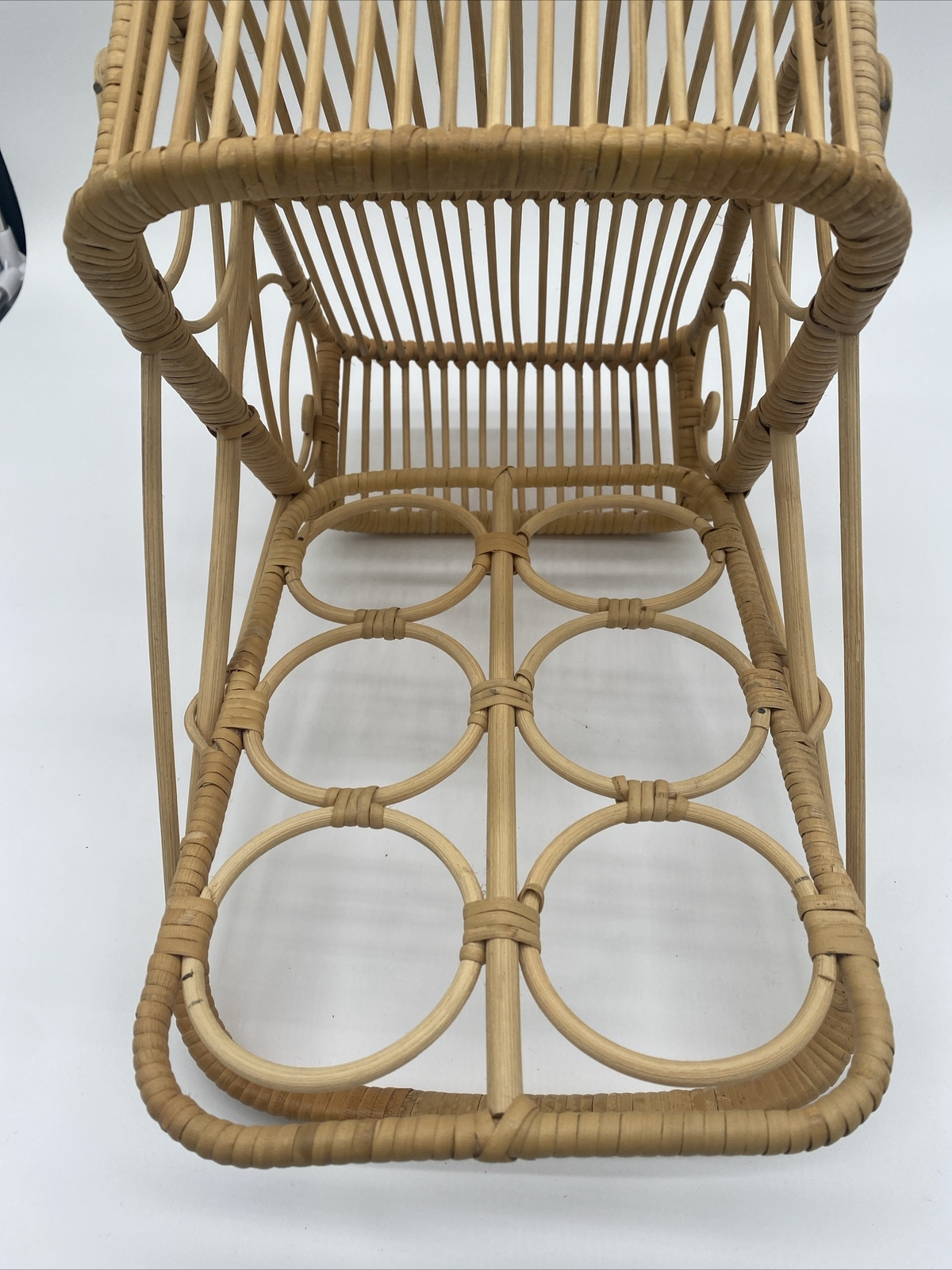 Vintage Wicker Rattan Drink Caddy Basket
