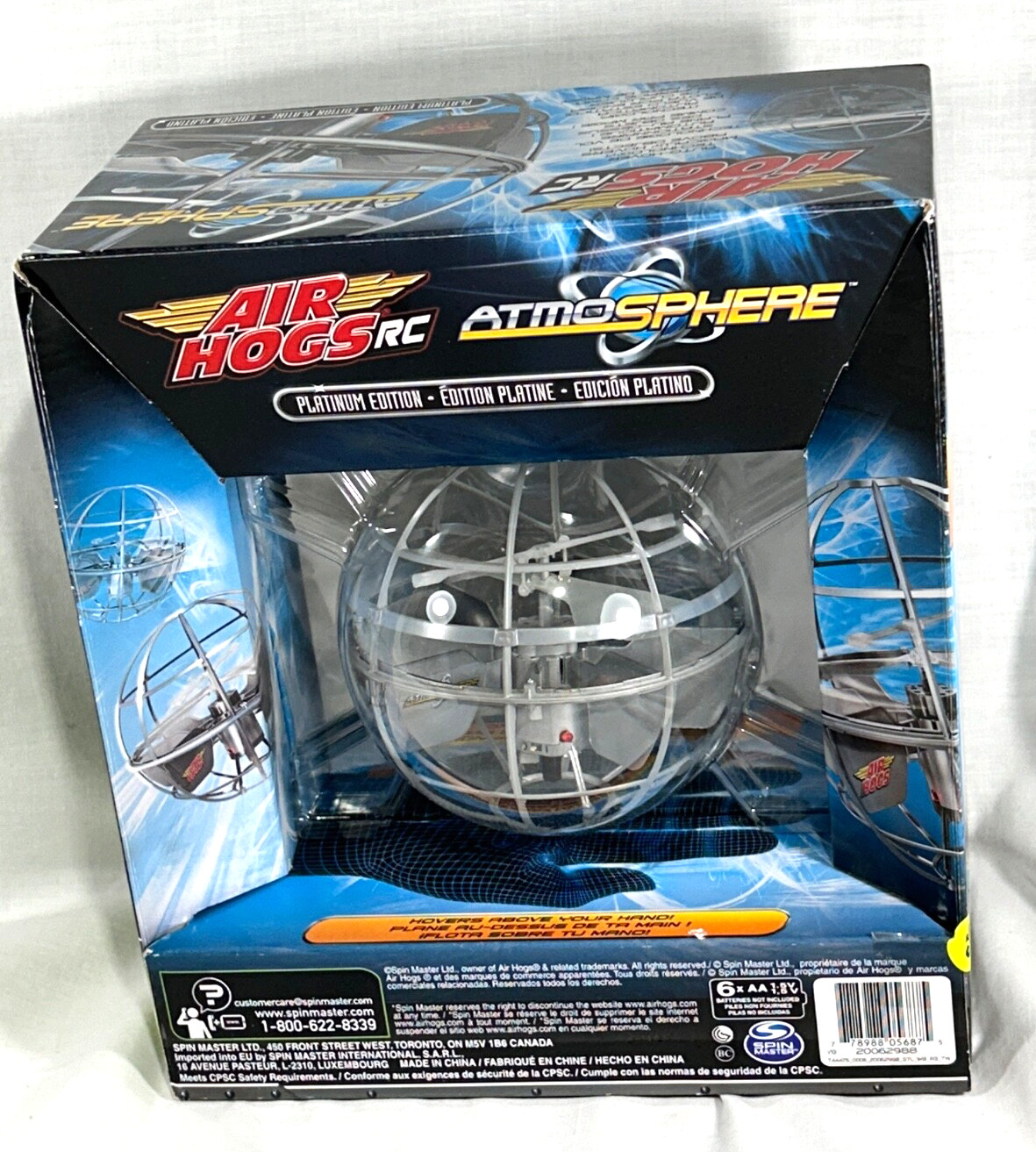 Air Hogs RC AtmoSphere Axis Auto Hover Technology Flying Sphere Gray Brand NEW