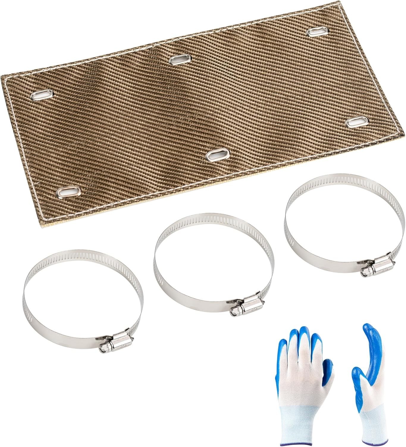 Titanium Pipe Shield with Gloves, Exhaust Heat Shield 12" X 6", 2 Layer Motorcyc