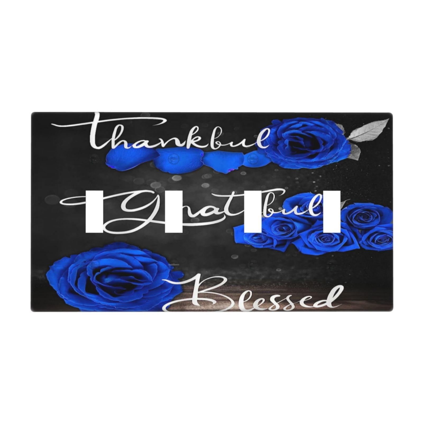 Spshian 4 Gang Blue Rose Floral Light Switch Cover Plate