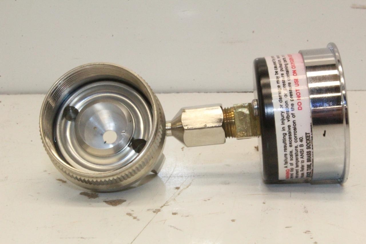 Binks 95AS Air Nozzle Test Cap w/ Gauge Silver Auto Paint Gun