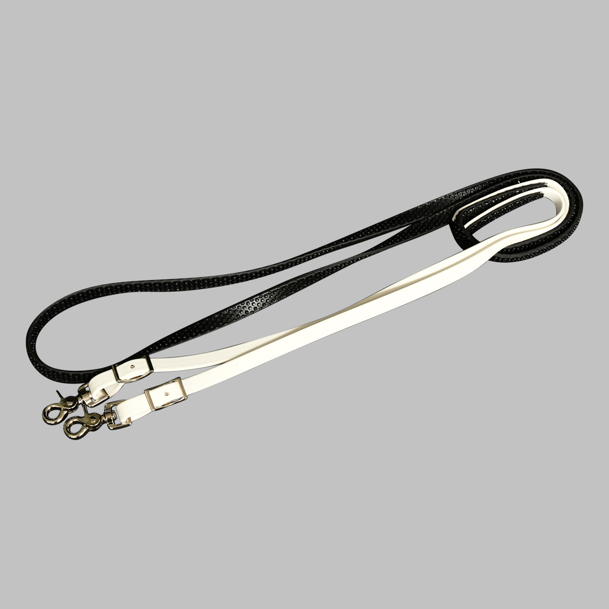 READY MADE-White TRAIL REINS with SUPERGRIP and SNAP made from BetaBiothane