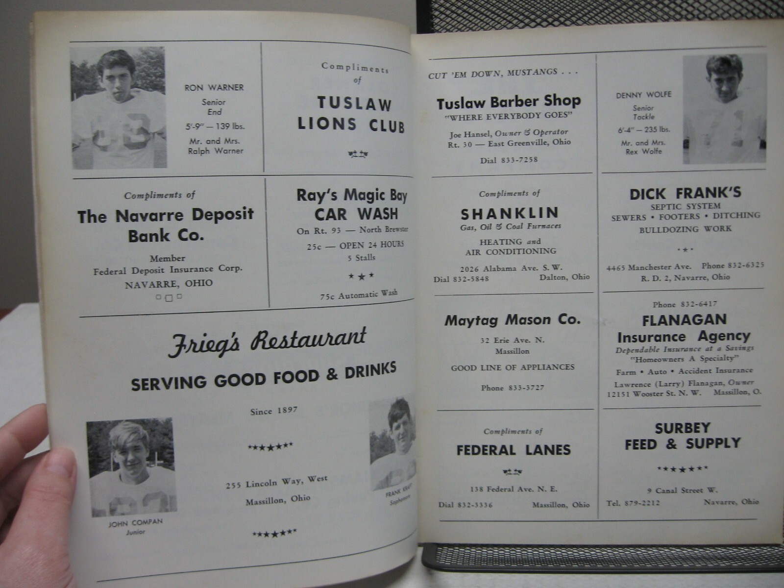 1970 Football Program Tuslaw Mustangs vs Northwest