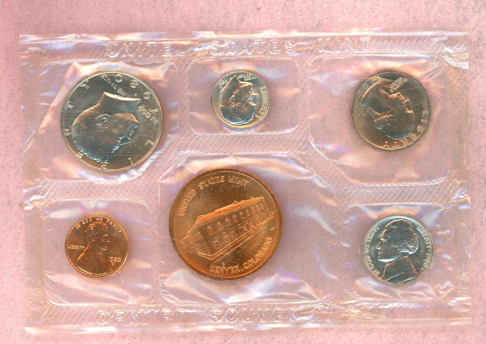 1980 D (DENVER) ~ U.S. MINT "SOUVENIR" COIN SET WITH MINT MEDAL ~ BU ~ SEALED