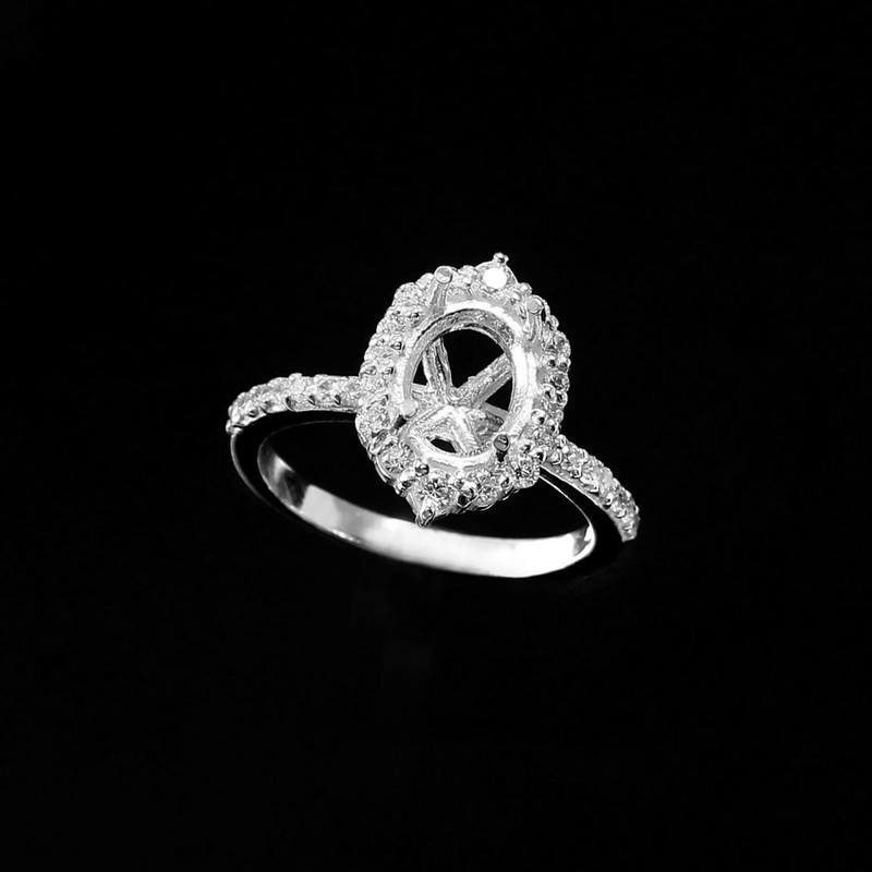 Semi Mount Ring Stone Setting Size 8X10 MM Oval Shape 925 Sterling Silver Ring