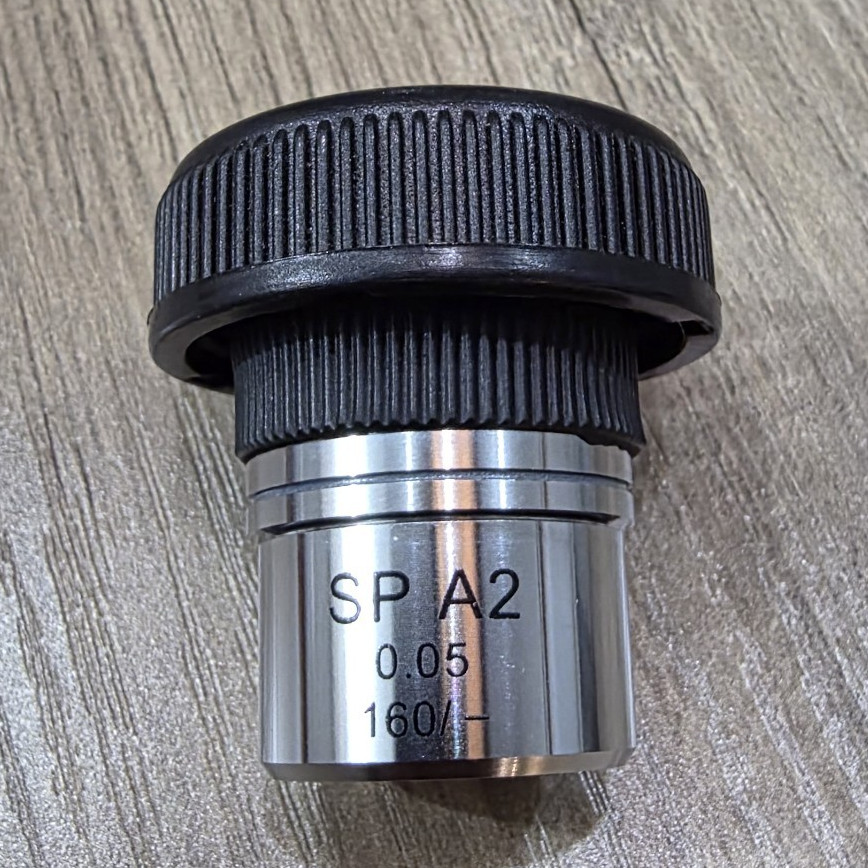 SP A2 Microscope Objective Lens 2x 0.05 160/- Biological Lab w/ Case