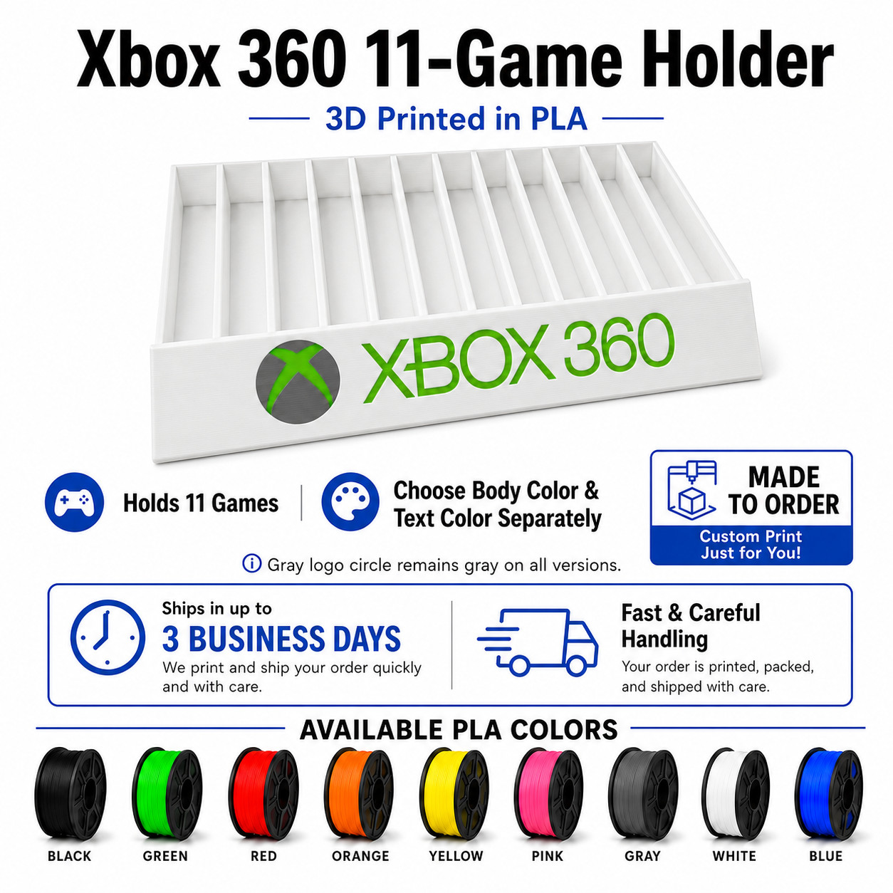 Xbox 360 Video Game Storage Rack Display Holds 10 Games Organizer 3D Print Stand