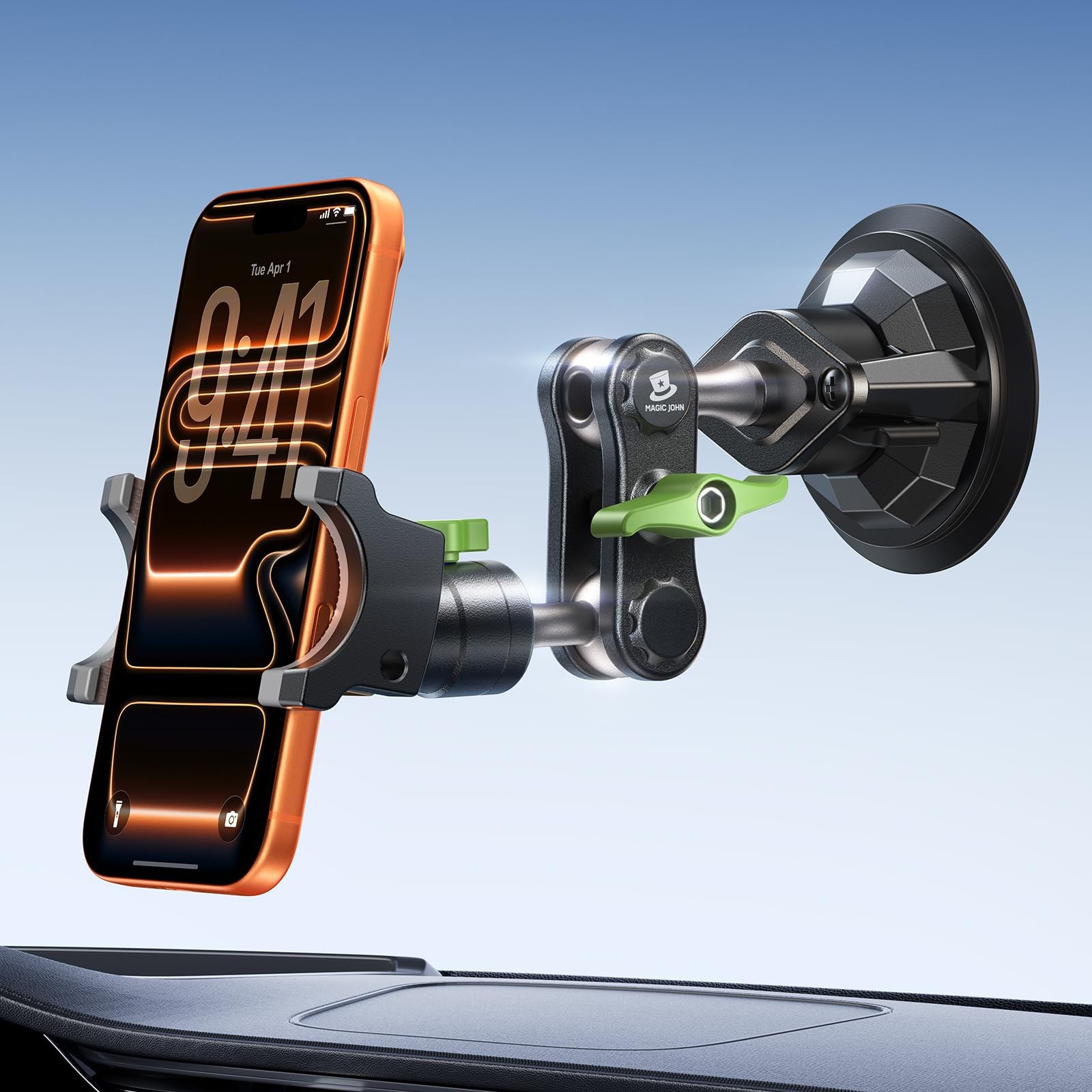 MAGIC JOHN Car Phone Holder, Ultra-Durable Mteal Holders for Medium