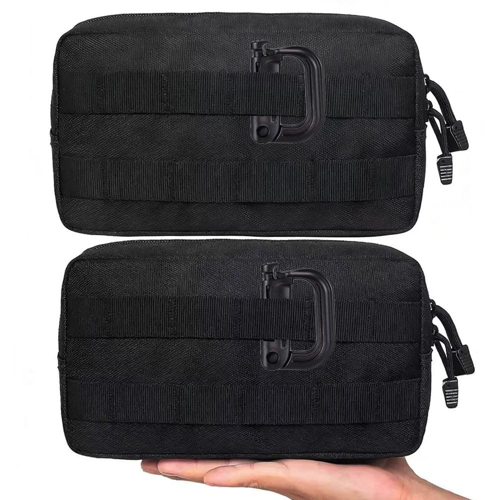 2 Pack Tactical Molle Admin Pouch, Multi-Purpose EDC Tool Organizer 2 Black