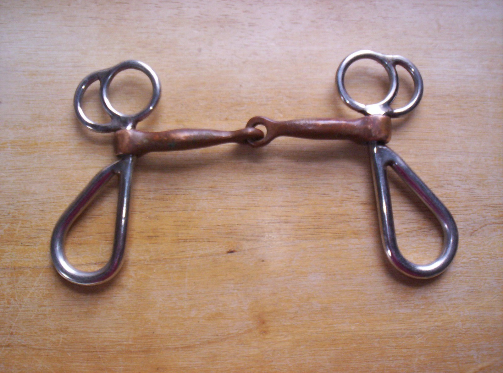 Used Stainless Shank Copper Snaffle Mouth Bit  5" Mouth 5" Shanks